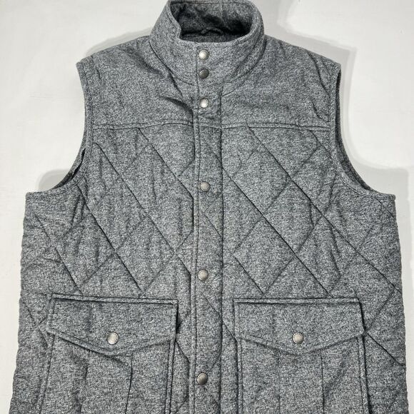 Banana Republic Quilted Puffer Vest Mens L Gray Textured Lined Outdoor Cabincore - Picture 2 of 12